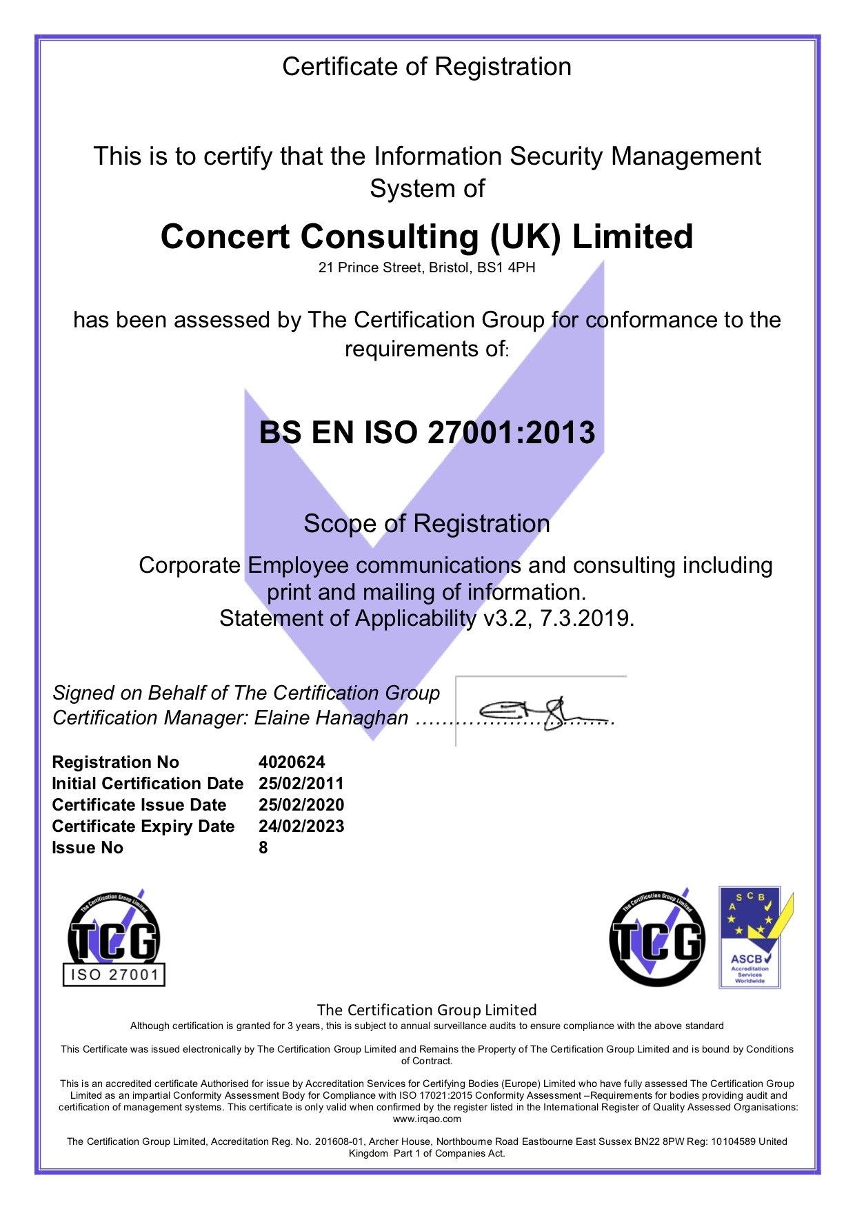 Concert ISO 27001 Certificate